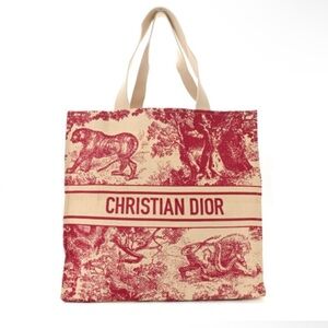 NEW Christian Dior GWP Red Dioriviera Straw Tote Bag